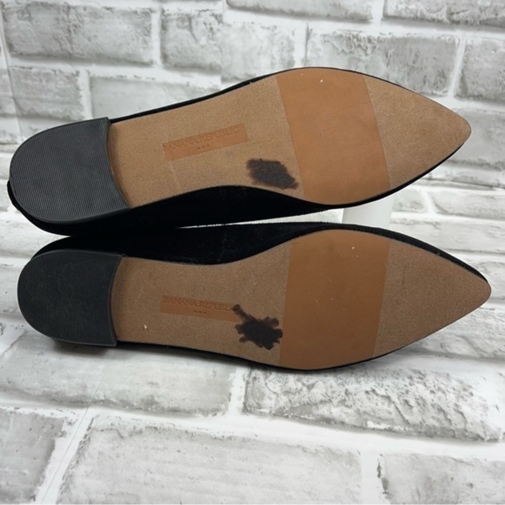 Banana Republic Black Velvet Jeweled Pointed Toe Flats Women’s Size 8 - Picture 9 of 12